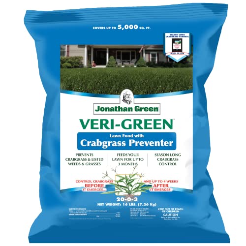 Jonathan Green (16001) Veri-Green Crabgrass Preventer Plus Fertilizer - 20-0-3 Lawn Fertilizer & Crabgrass Killer (15,000 Sq. Ft.)
