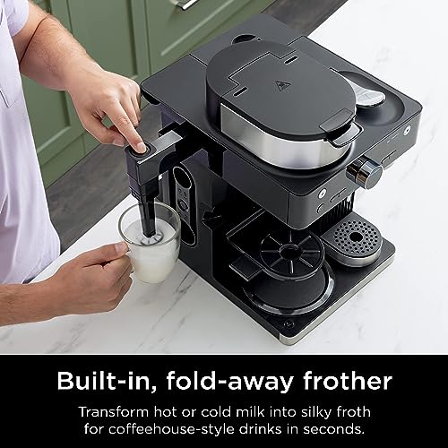 Ninja Espresso & Coffee Maker & Barista System, 3 Espresso Brew Styles, Single-Serve Coffee & Nespresso Capsule Compatible, Built-in Frother, Espresso, Cappuccino & Latte Maker, Black, CFN601