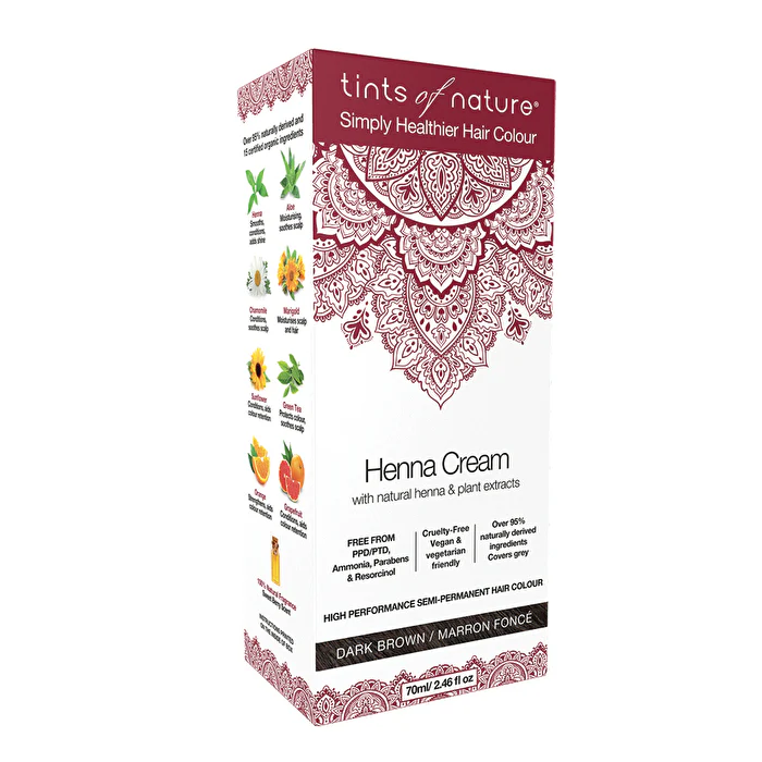 Tints of Nature Henna Cream (Semi-Permanent Hair Colour) Dark Brown 70ml