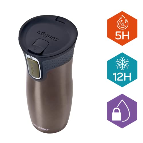 Contigo West Loop Autoseal Travel Mug, Stainless Steel Thermal Mug, Vacuum Flask, Leakproof Tumbler, Coffee Mug with BPA-Free Easy-Clean Lid