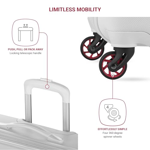 SwissGear 7366 Hardside Expandable Luggage with Spinner Wheels, White, Carry-On 19-Inch
