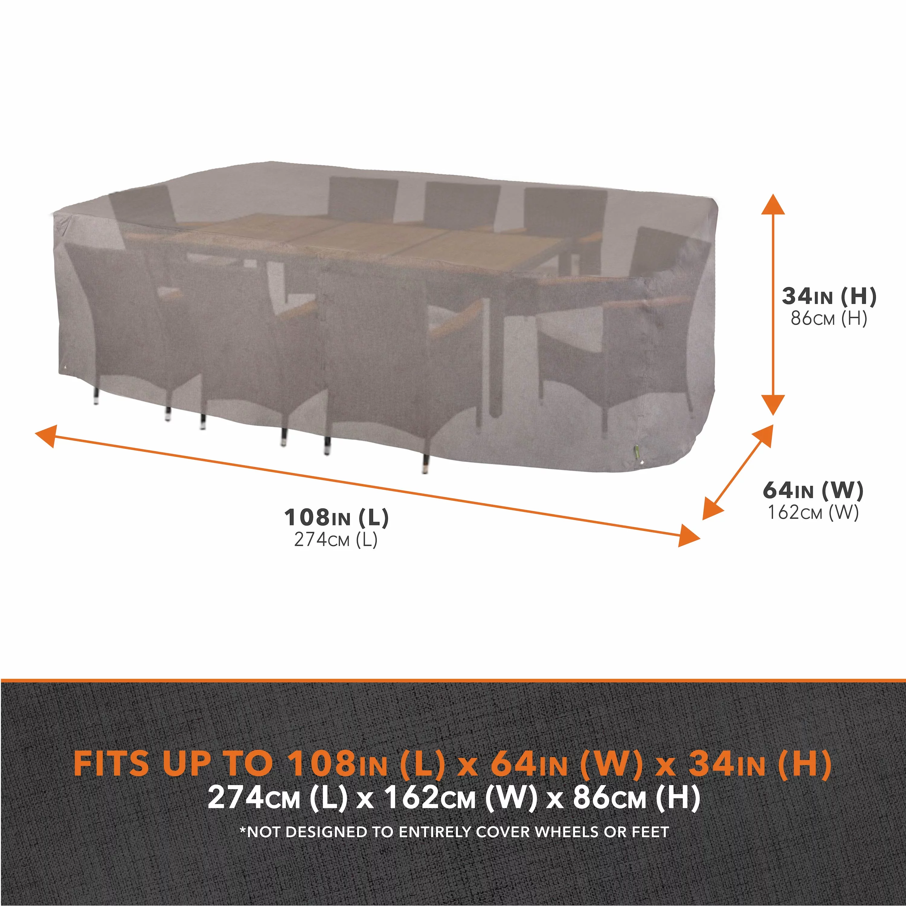 Modern Leisure Garrison Rect/Oval Patio Table & Chair Set Cover, Waterproof, 108