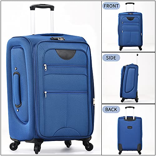 Merax Suitcase Set Softside 3-Piece Expandable Luggage with TSA Lock Spinner Wheels Lightweight Upright Luggage with Travel Bag(22/26/30 IN, Deep Blue)