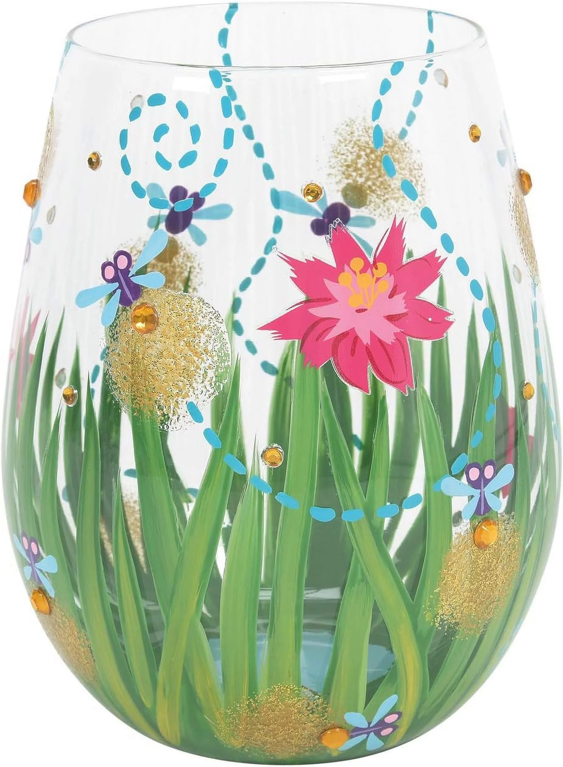 Designs By Firefly Hand-Painted Artisan Stemless Wine Glass, 1 Count (Pack Of 1), Multicolor