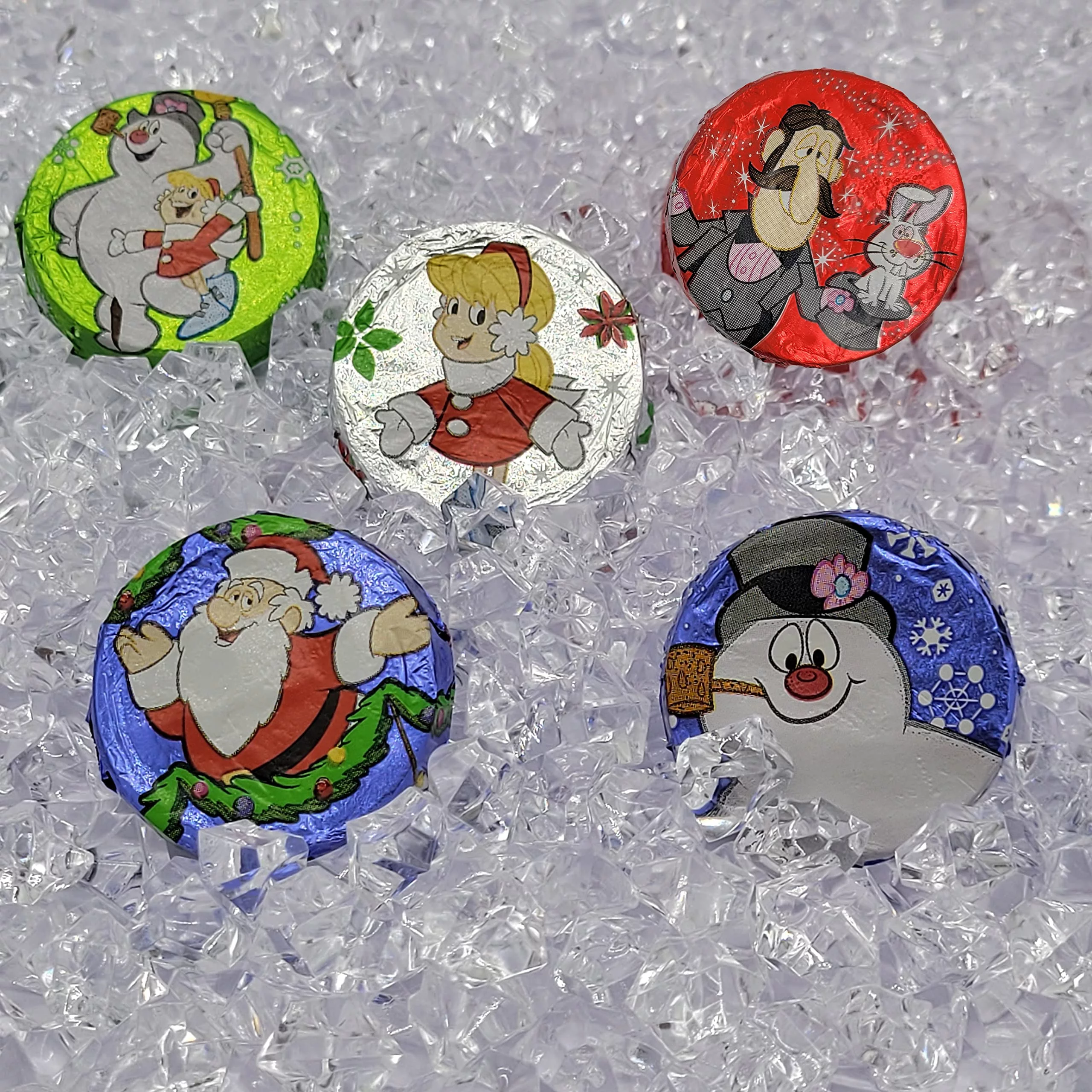 Christmas Milk Chocolate Snowman Themed Discs, Double Crisps, Party Bag Fillers, Individually Wrapped Foils, Kosher Certified Dairy (5 Pounds (Bulk))