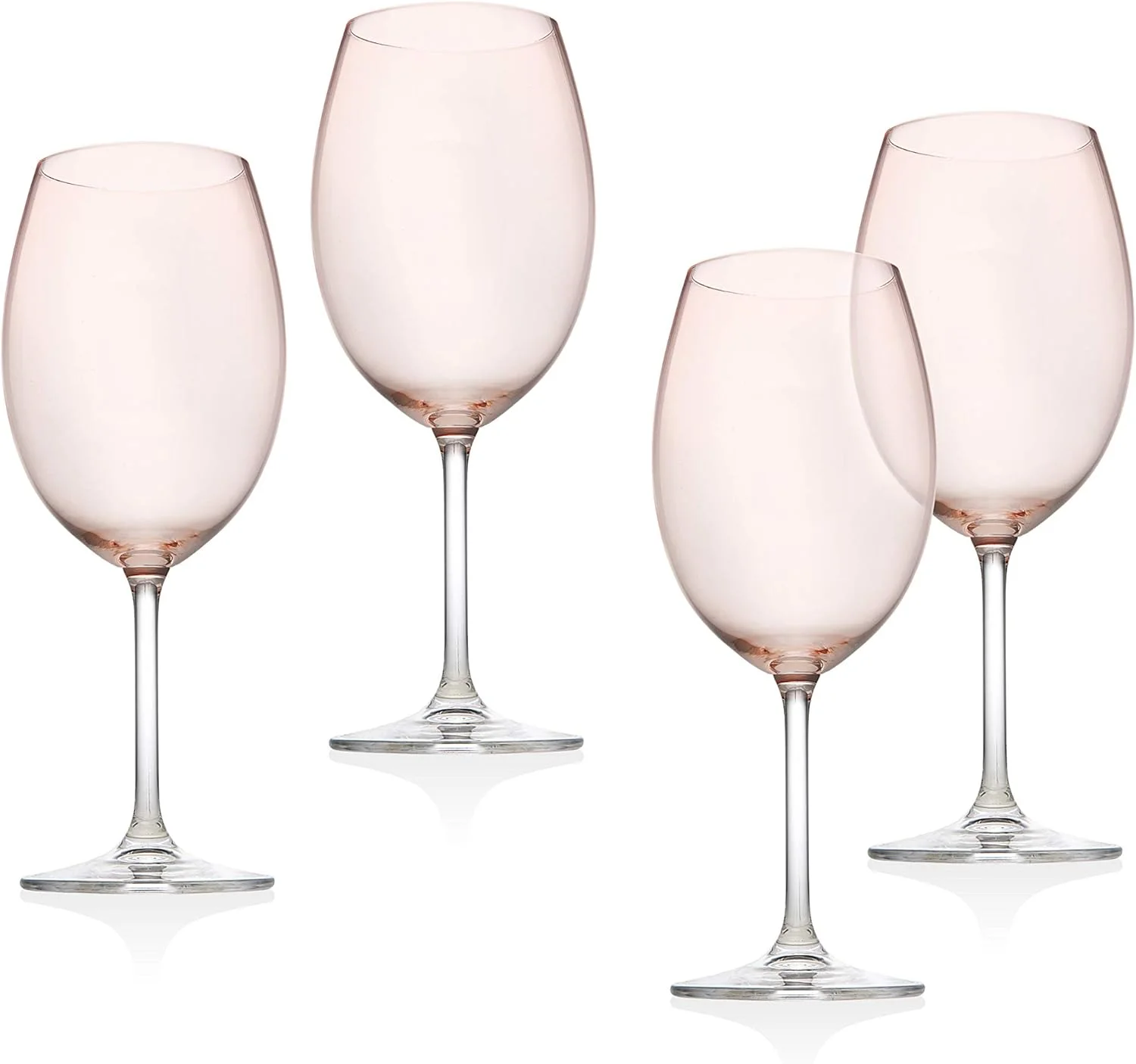 Wine Glasses, Stemmed Wine Glass Goblet Beverage Cups - Meridian Blush, 12Oz - Set Of 4
