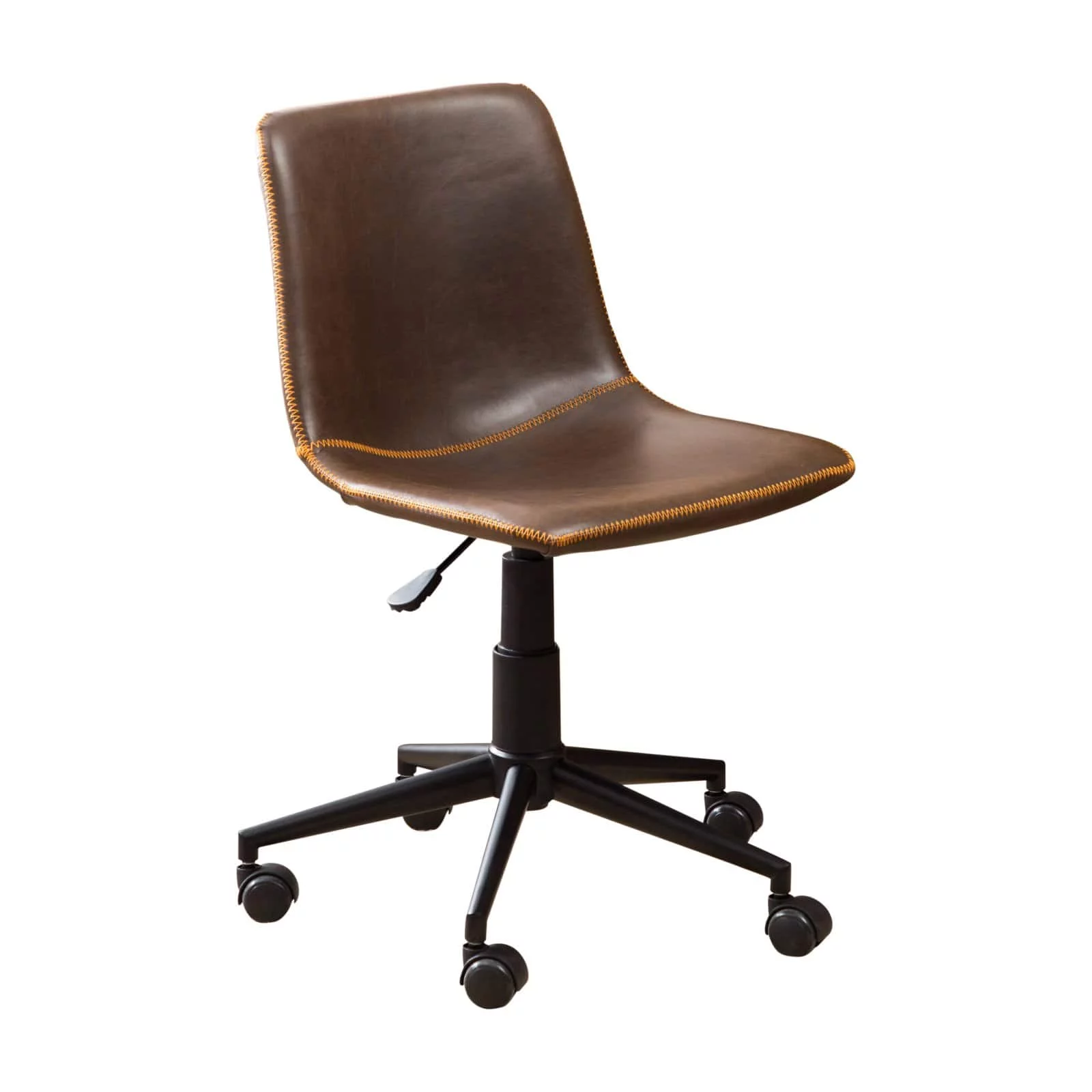 Roundhill Furniture Cesena Faux Leather Swivel Office Chair in Antique Gray