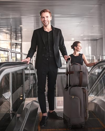 BAGSMART Carry-On Luggage Airline Approved, 20 inch Expandable Suitcase with Duffel bag, Softside Lightweight Suitcases with Spinner Wheels, Durable Travel Luggage, Carry-On Gray