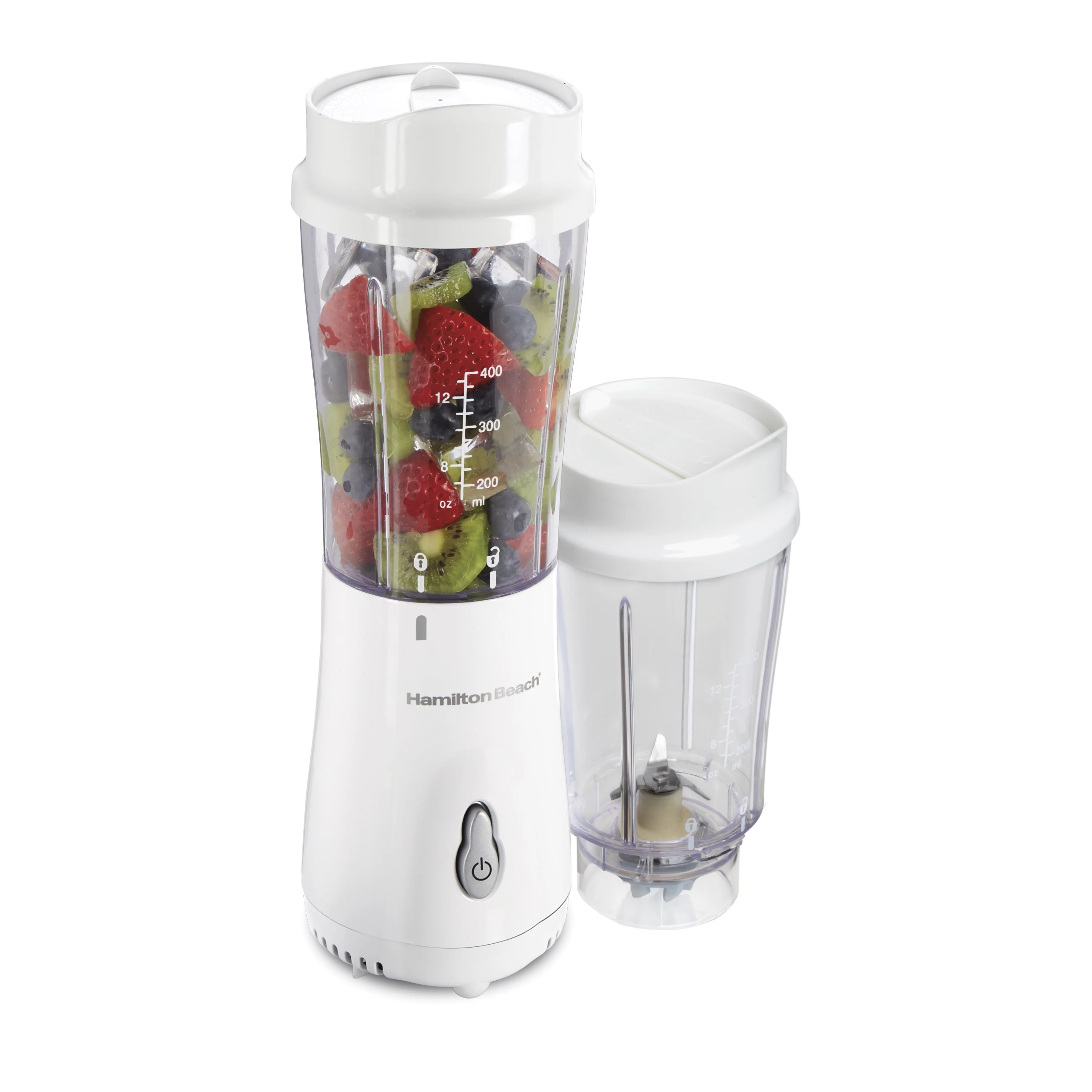Hamilton Beach Smoothie Blender with 2 Travel Jars and 2 Lids, White 51102V