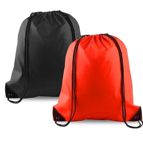 KUUQA 25Pcs Red Drawstring Backpack Bags, Gym Sport Traveling Backpack, Red