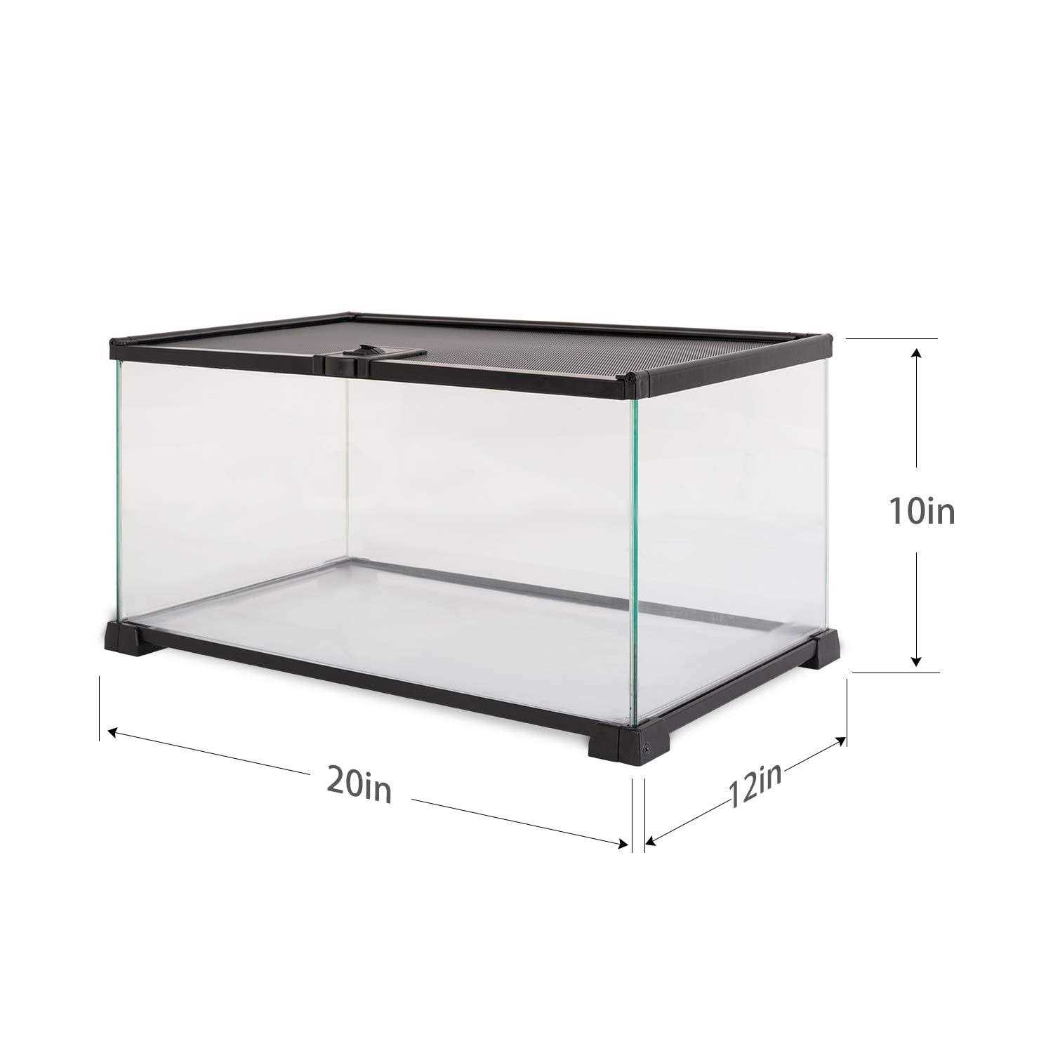 REPTI ZOO 10 Gallon Reptile Tank Glass Natural Cages Terrarium 20 x 12 x 10 Sliding Screen Top for Reptile Hamster Hedgehog Small Animals - Pet Supplies online store
