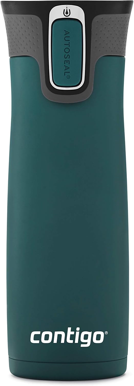 Contigo West Loop 20oz Stainless Steel Vacuum Travel Mugs with Spill-Proof Lids, Keep Drinks Hot up to 5 Hours and Cold up to 12 Hours, Chard and Matte Black