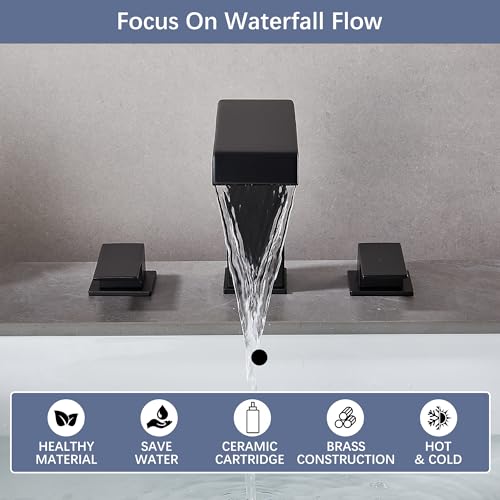 White Gold Faucet Bathroom Vessel Sink Golden Waterfall Spout Faucet Single Handle Bowl Sink Faucet Modern Single Hole Basin Vanity Tall Bathroom Sink Faucet with Pop Up Drain Stopper Supply Hose