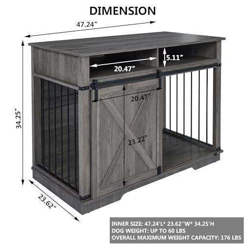 Aoowow Large Double Dog Crate Furniture 72.4