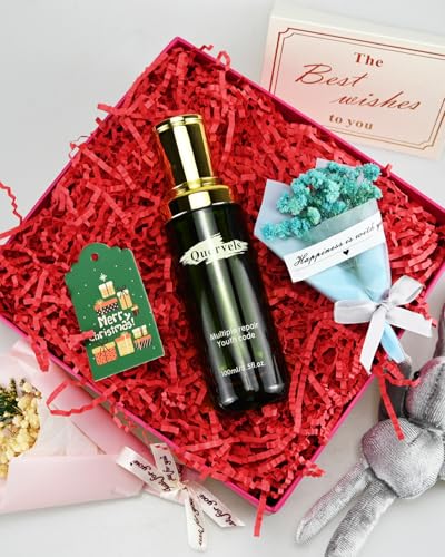 Raissily 10.5oz/300g Crinkle Cut Paper Shred Filler, Packing Grass Cushion for Christmas Wedding Birthday Anniversaries Easter Engagement Gift Confetti Box Bag Basket Filling Decoration - Red & Green