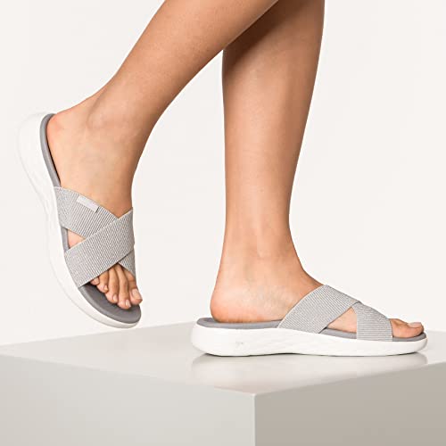 Skechers Women's On-The-go 600-Glistening Metallic Mesh Slide Sandal