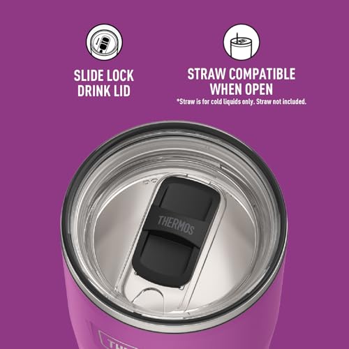 THERMOS ICON SERIES, Stainless Steel Cold Tumbler with Slide Lock, 24 Ounce, Sandstone