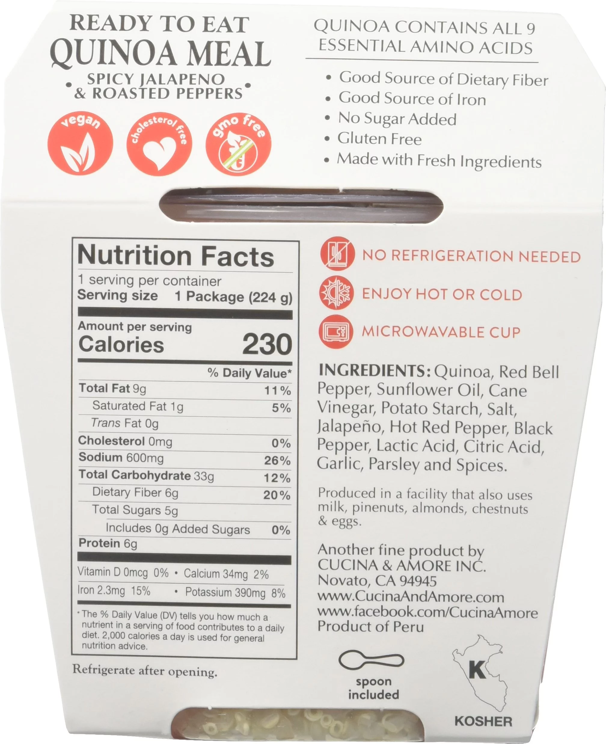 Cucina & Amore Quinoa Meal Spicy Jalapeno & Roasted Peppers - 7.9 OZ (Pack of 6)