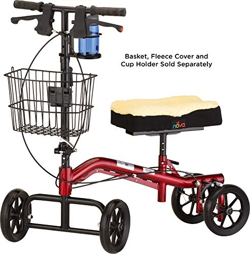 NOVA Medical Products Heavy Duty Knee Scooter, 400 lb Weight Capacity, Red