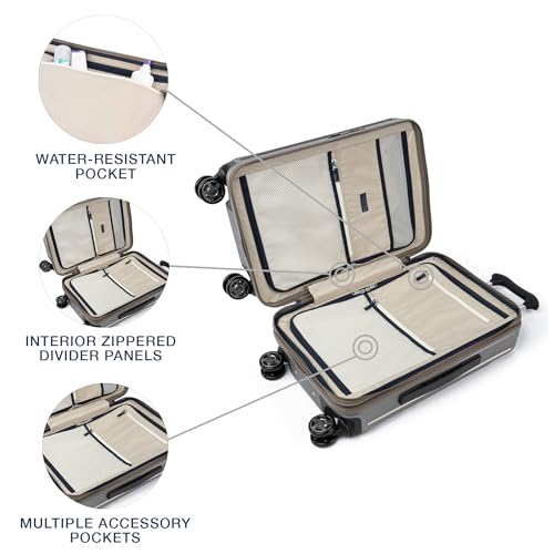 Travelpro Platinum Elite Hardside Expandable Carry on Luggage, 8 Wheel Spinner, TSA Lock, Hard Shell Polycarbonate Suitcase, Metallic Sand, Compact Carry on 20-Inch