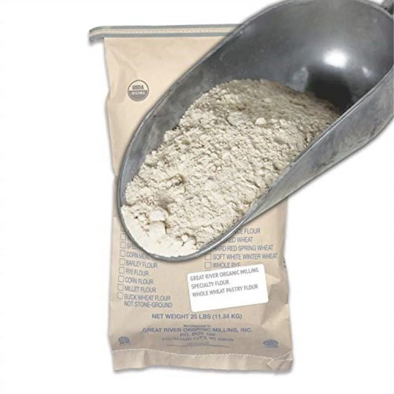 great river organic milling, specailty flour, whole wheat pastry flour, stone ground, organic, 25-pounds (pack of 1)