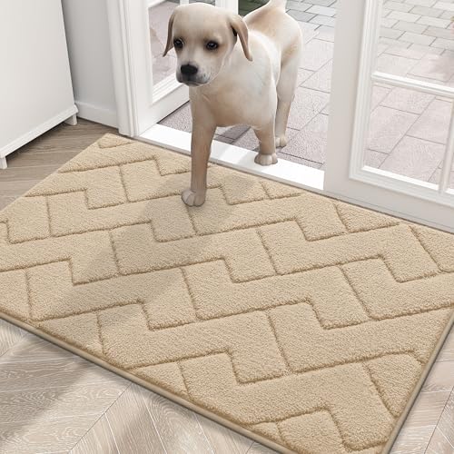 OLANLY Dog Door Mat for Muddy Paws 30x20, Absorbs Moisture and Dirt, Non-Slip Washable Mat, Quick Dry Microfiber, Mud Mat for Dogs, Entry Indoor Door Mat for Inside Floor, Grey