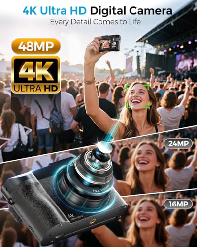 4K Digital Camera for Photography- 48MP Autofocus Vlogging Camera with 2.8