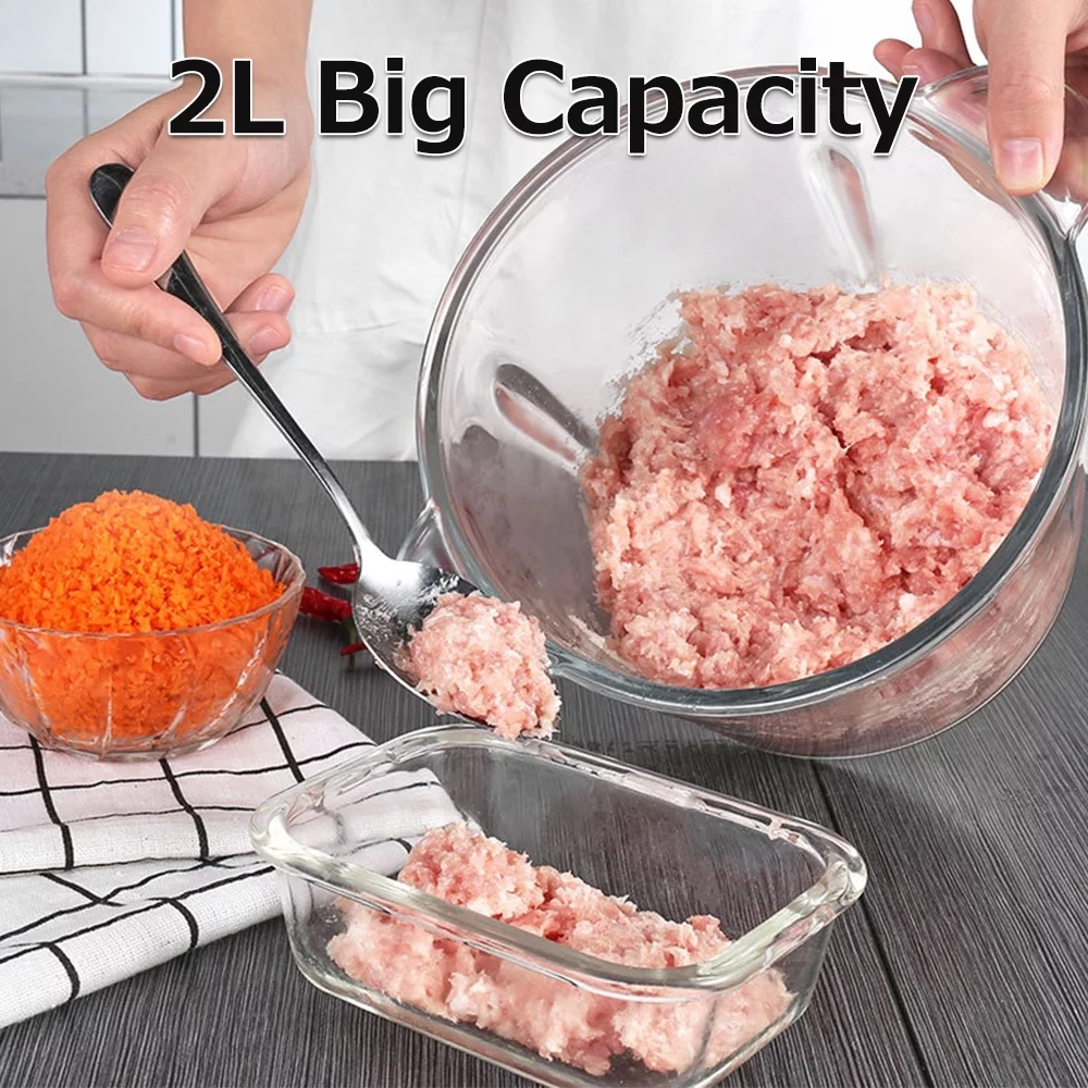 Homgeek Electric Food Grinder 8cup Large Household Capacity Stainless Steel 2 Gears 250W High Power Kitchen Cooker Blender