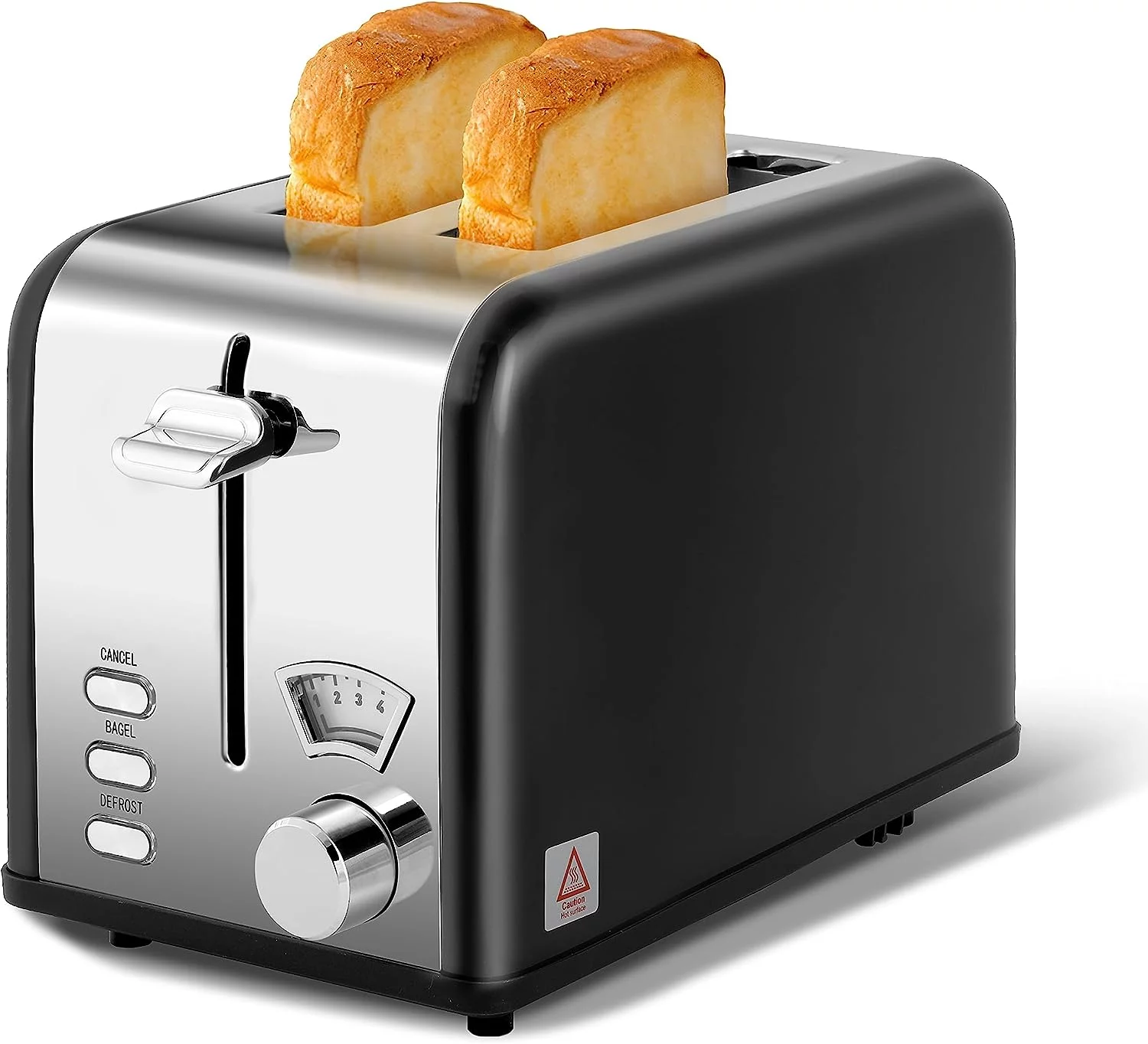YSSOA 2-Slice Toaster with 1.5 inch Wide Slot, Toast Bread Machine with Removable Crumb Tray, Black