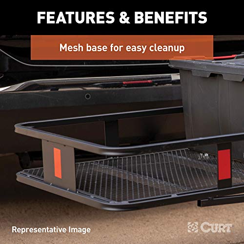 CURT 18152 60 x 24-Inch Basket Hitch Cargo Carrier, 500 lbs Capacity, Black Steel, 2-in Fixed Shank