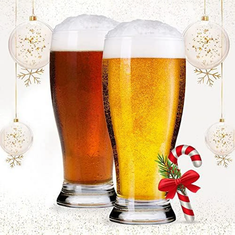 Tall Clear Drinking Glass, Classic Lager Stout Pilsner Glass Set, All Purpose s, 19 ¼ Oz (Set Of 4)