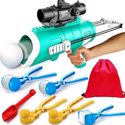 Snow Toys for Kids Outdoor, Snowball Maker Kit, Snowball Blaster Gun Launcher, Snow Ball Duck Makers, Snow Molds for Kids Adults Outdoor with Storage Bag