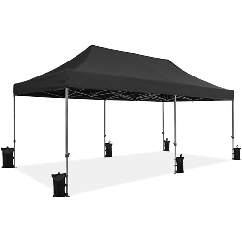 Yaheetech Heavy Duty Pop Up Canopy Tent, 10x20 Commercial Instant Shelter Tent for Wedding, Parties, Adjustable Outdoor Canopy with Wheeled Carry Bag, 6 Sandbags & 10 Stakes, White