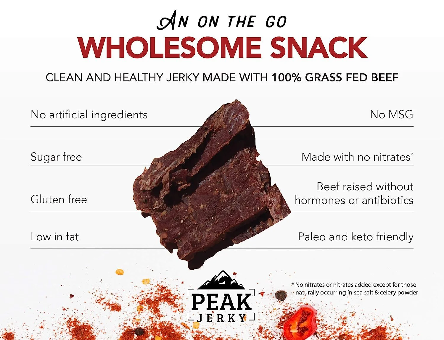 Peak Pastrami Mix (3 Pack) - Original, Dill, and Hot Grass Fed Beef Jerky with NO Artifical Ingredients, Sugar, or Gluten.