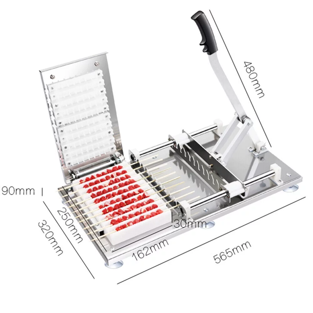 Miumaeov Stainless Steel Multi-Fonction Skewer Meat Machine Manual Mutton Kebab Machine BBQ Bamboo Skewer Satay String Making Machine 10pcs/Batch