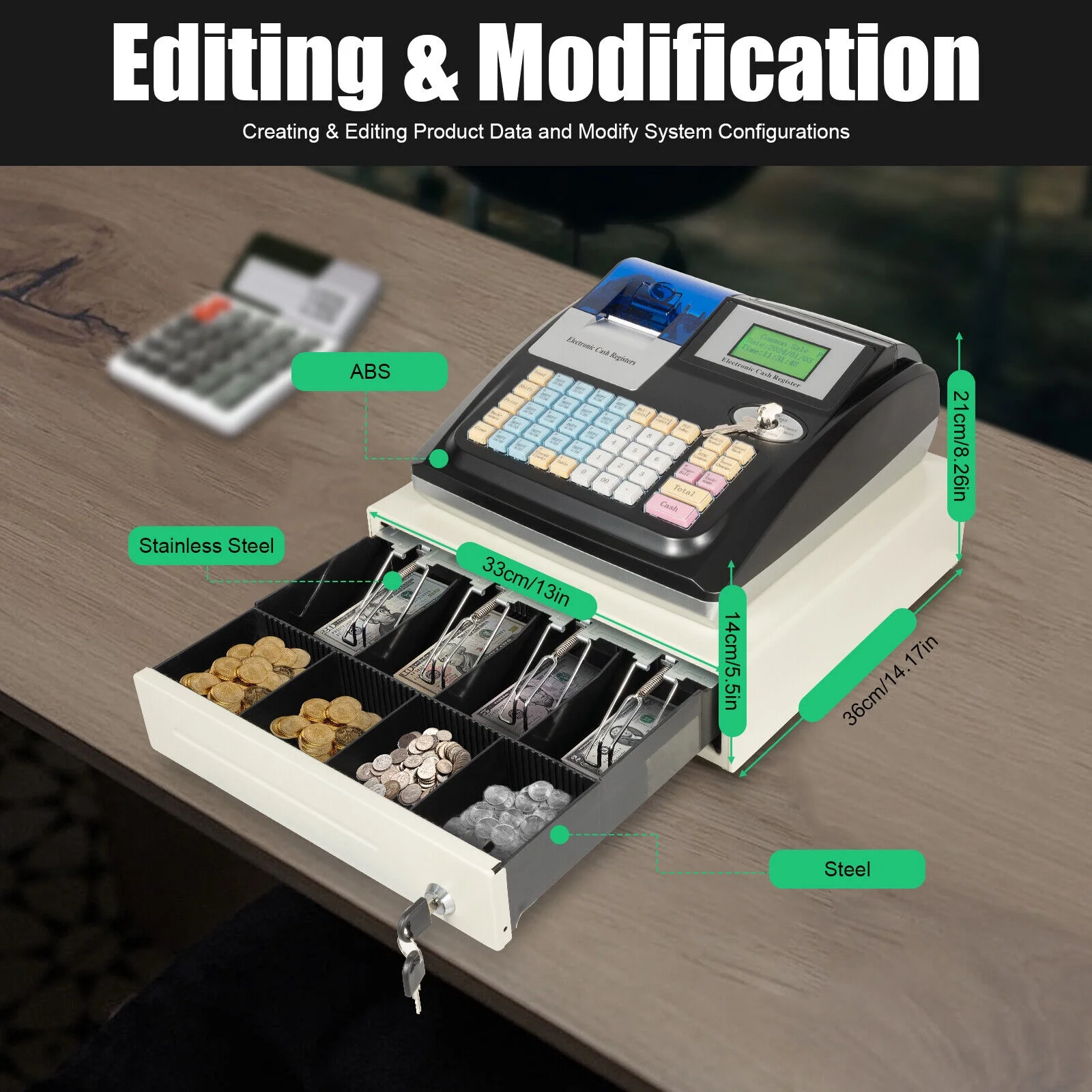 Electronic POS System Cash Register 48 Keys for Supermarket Retail Restaurant