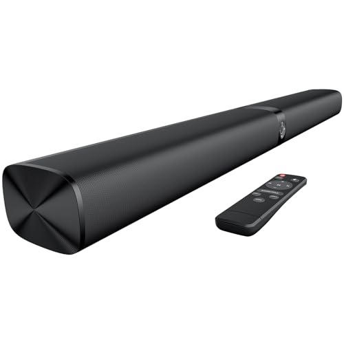 Sound Bar for Smart TV, Soundbar with Bluetooth/ARC/Opt/AUX Connect, Auto Volume Boost, 3 Equalizer Modes, 2 in 1 Detachable Soundbar for TV/PC/Gaming/Projectors