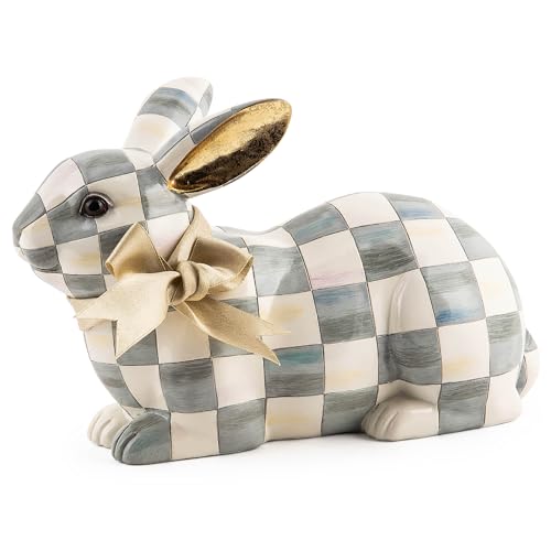 MACKENZIE-CHILDS Bunny Figurine, Rabbit Figurine Decoration for Spring, Resting, Sterling Check