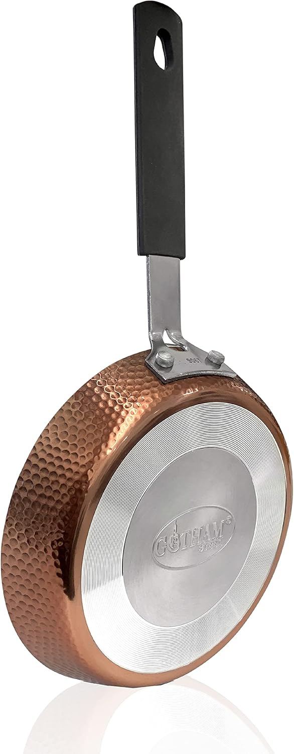 Gotham Steel 12” Nonstick Fry Pan & Oven Safe & Hammered Copper Collection – Mini 5.5” Egg Pan, Premier Nonstick Aluminum Cookware with Rubber Grip Handle, Dishwasher & Oven Safe up to 500° F