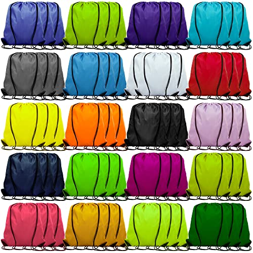 42 Pcs Drawstring Backpack Bags Sack Pack Cinch Tote Sport Storage Polyester Bag for Gym Traveling（20 Colors）