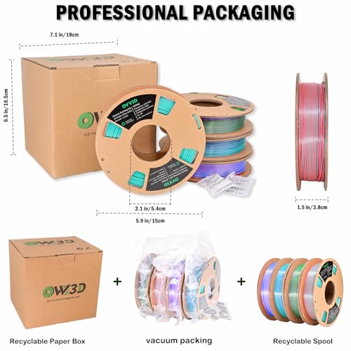 OVV3D Wood 3D Printer Filament Bundle - Wood PLA Filament 1.75mm, 200g x 4 Pack (Walnut, Oak, Cherry, Teak)