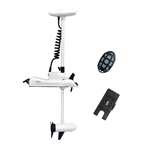 AQUOS Haswing White 12V 55LBS 48inch Bow Mount Trolling Motor with Remote Control, Quick Release Bracket for Inflatable Boat Kayak Bass Boat Aluminum Boat Fishing Freshwater and Saltwater Use