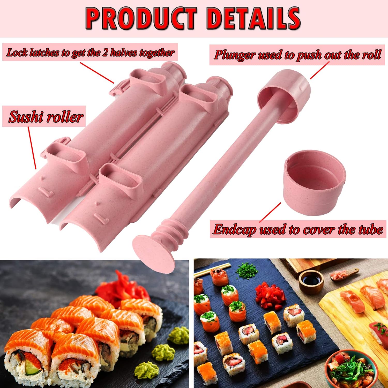Sushi Mold All In One Sushi Bazooka Maker DIY Rice&Sushi Roller Machine Sushi Maker Sushi Making Kit&Set Kitchen Sushi Tool Easy Sushi Rolling Cooking Beginner Sushi Kit Best kitchen Sushi Rice