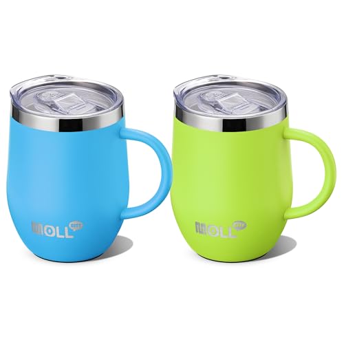 Tumbler with Lid and Straw-12 oz Stainless Steel Double Wall Vacuum Insulated Tumbler Cup with Handle (Canyon Red-Sky Blue)