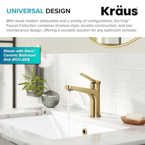 KRAUS Indy Single Handle One Hole Bathroom Sink Faucet in Chrome, KBF-1411CH