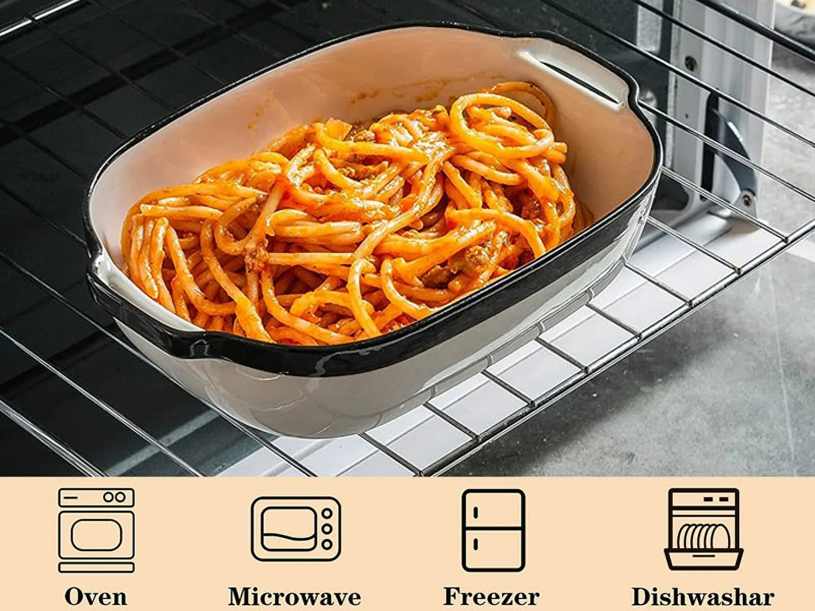 NEWDA-Rectangular Ceramic Baking Dish Set, 7.8