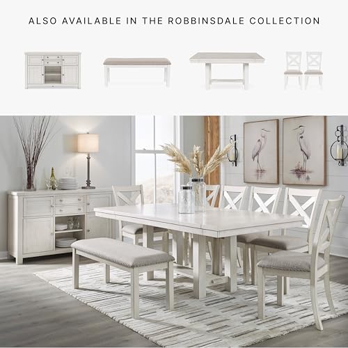 Signature Design by Ashley Robbinsdale Casual Removable Center Leaf Dining Extension Table with Trestle Base, White