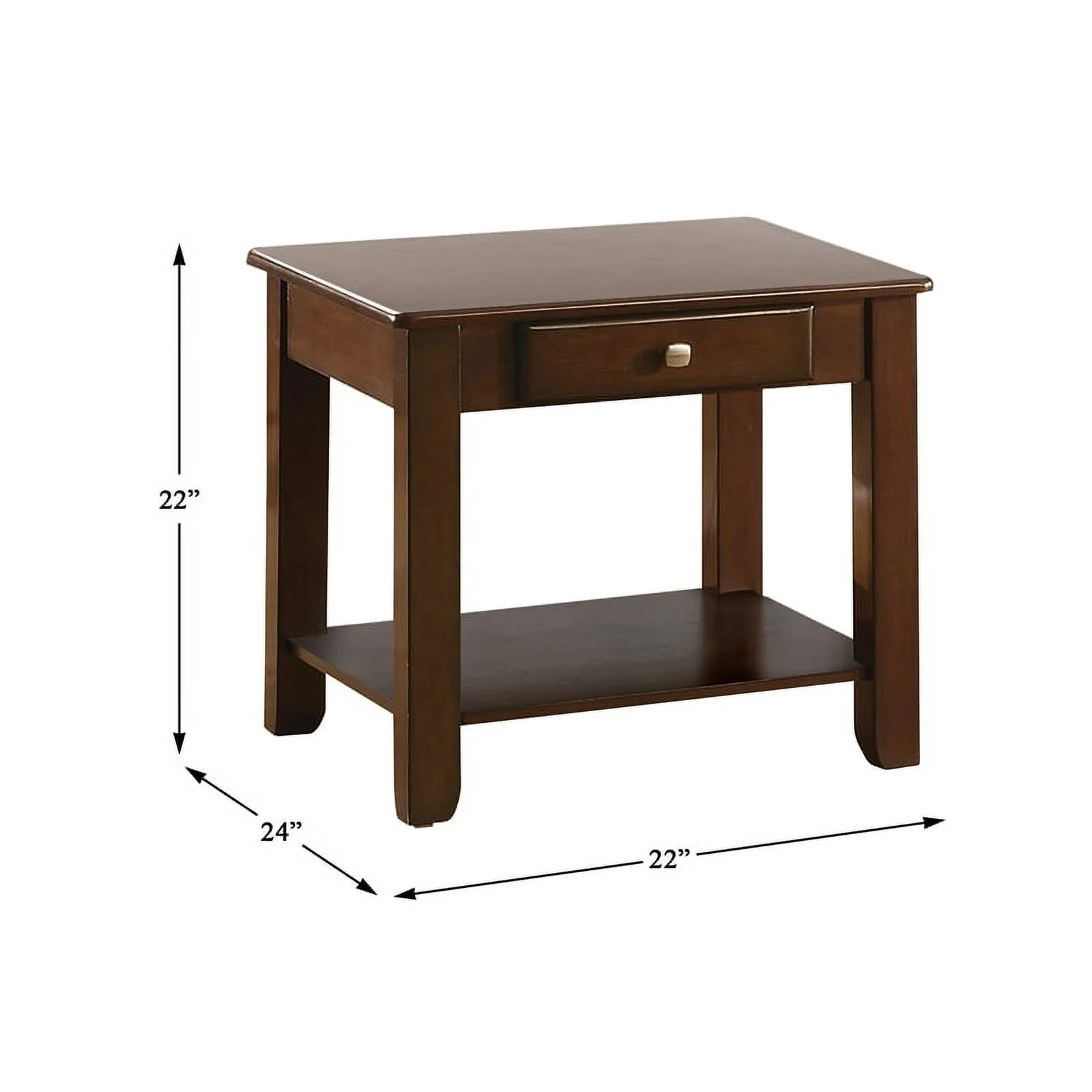 Home Square Wood 1 Drawer End Table in Dark Cherry - Set of 2