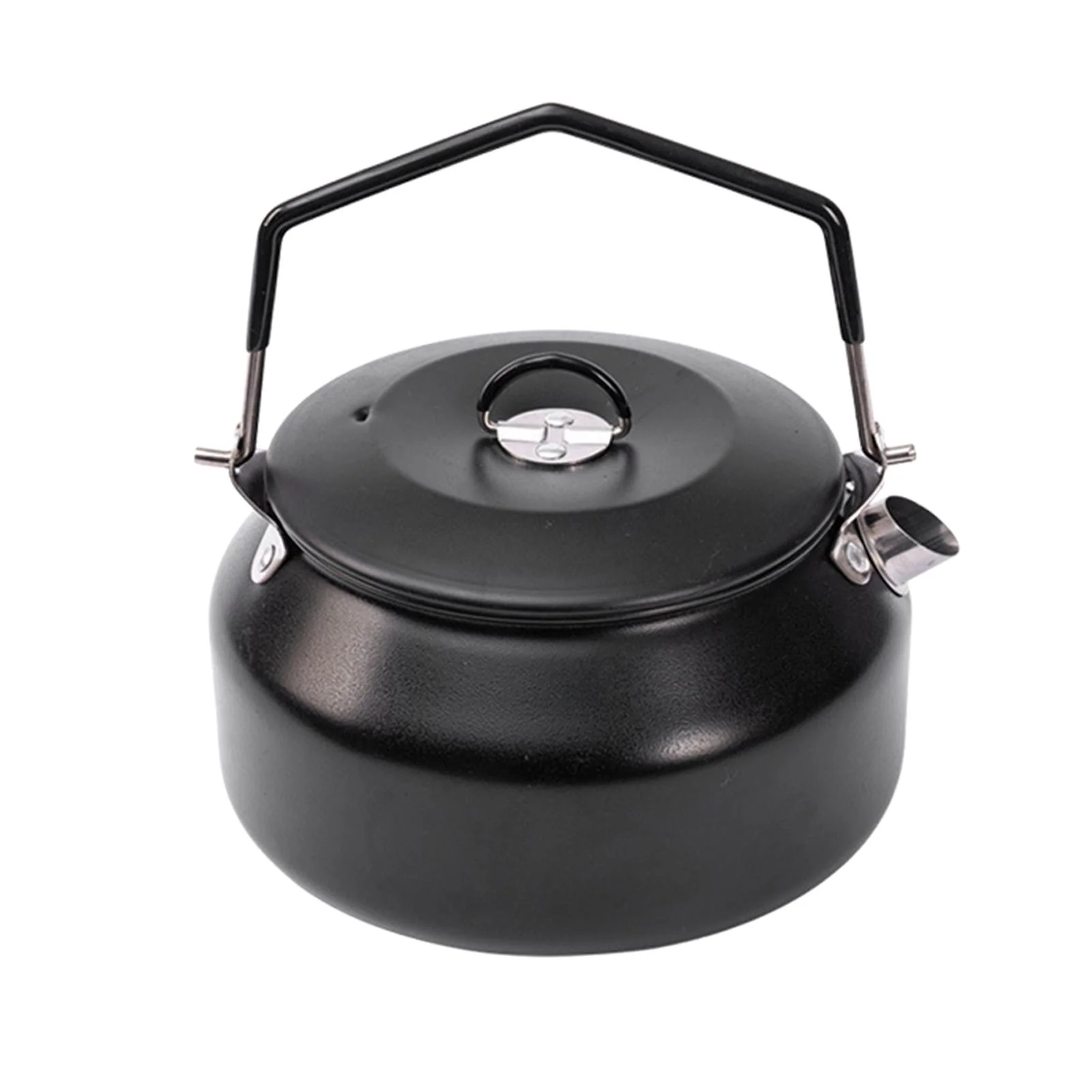 Camping Water Kettle Boiling Water Teapot Coffee Pot Portable Kitchenware Tea Pot Teakettle for Camp Outdoor Campfire Travel Black