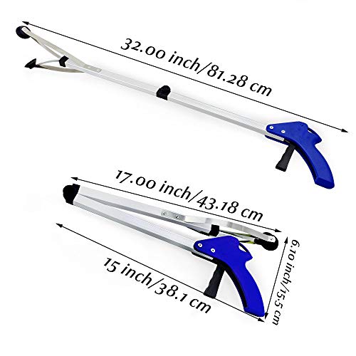 BeGrit 2 Pcs Reacher Grabber Suction Cup Grip Foldable Long Arm Reaching Claw Hand Grabber Trash Pickup Tool